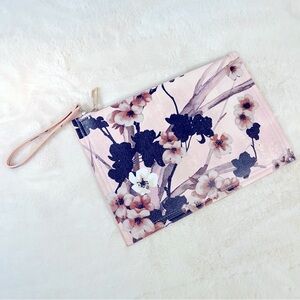 White House Black Market Pink Floral Clutch Wristlet Bag